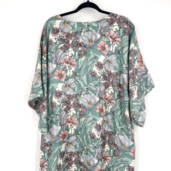 Tory Burch Robinson Floral Silk Kimono Maxi Dress Hibiscus Small muumuu - Picture 9 of 12